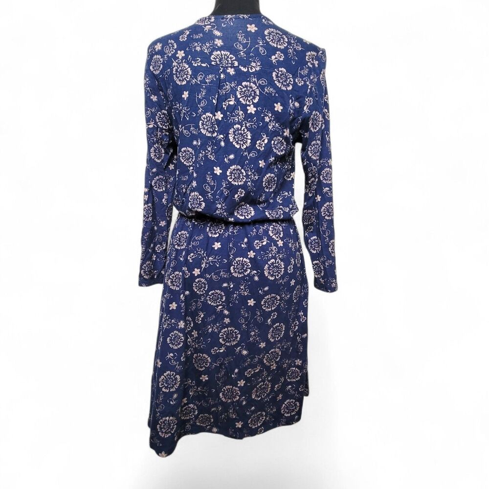 Papermoon Floral Dress Women's Small Blue Faux Wrap Prairie Flowy Preppy Cottage - Picture 2 of 7